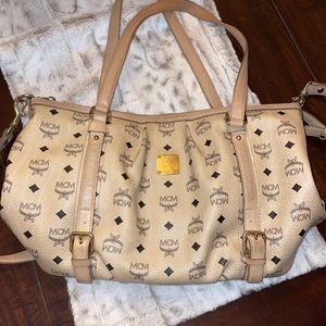 MCM Visetos Tote with Removable Crossbody Strap - Cream/Beige 👜🍨